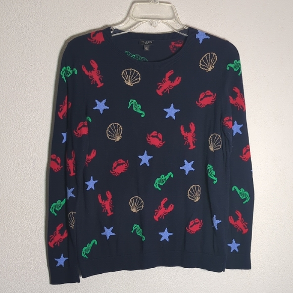 Talbots Sweaters - Talbots Womens Sweater By the Sea Nautical Lobster‎ Seahorse Starfish Clam LP